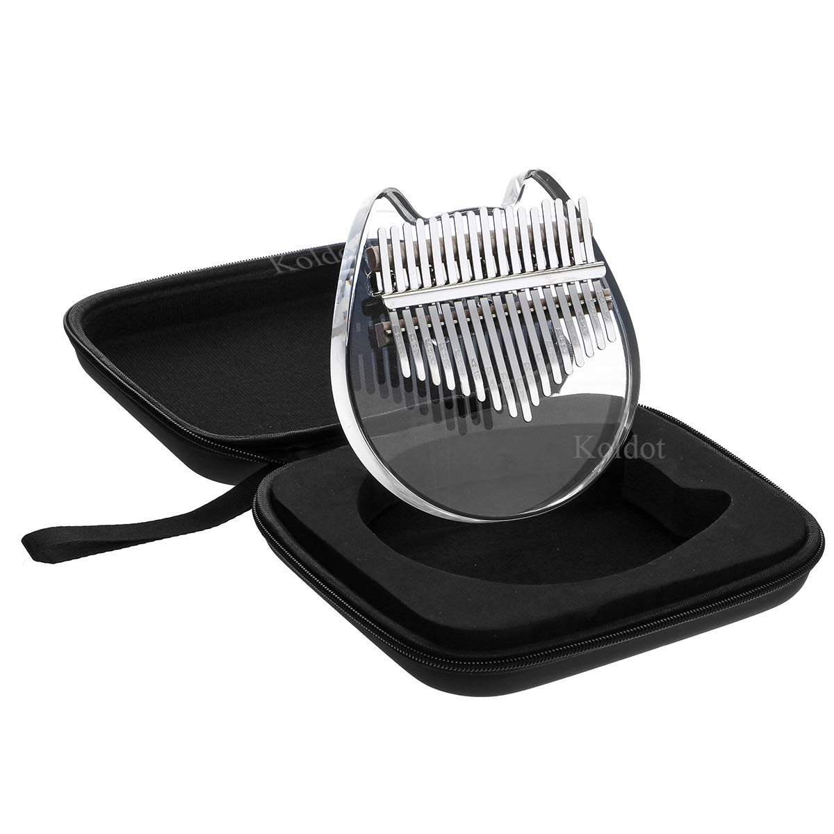 Koldot Clear Kalimba 17 Keys Engraved With Notes Cat Shaped Thumb Piano Solid Finger Piano Clear Body Cute Crystal Acrylic Kalimba With Tuning Hammer Hard Case Gifts