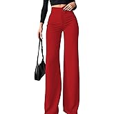 Ulovmi Women's High Waisted Wide Leg Dress Pants Business Casual Trousers Office Work Palazzo Pants