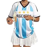Oversized Jersey Shirts for Women Argentina Jersey Brazil Shirt Pink Soccer Mom Tshirts Y2k V Neck Short Sleeve Top