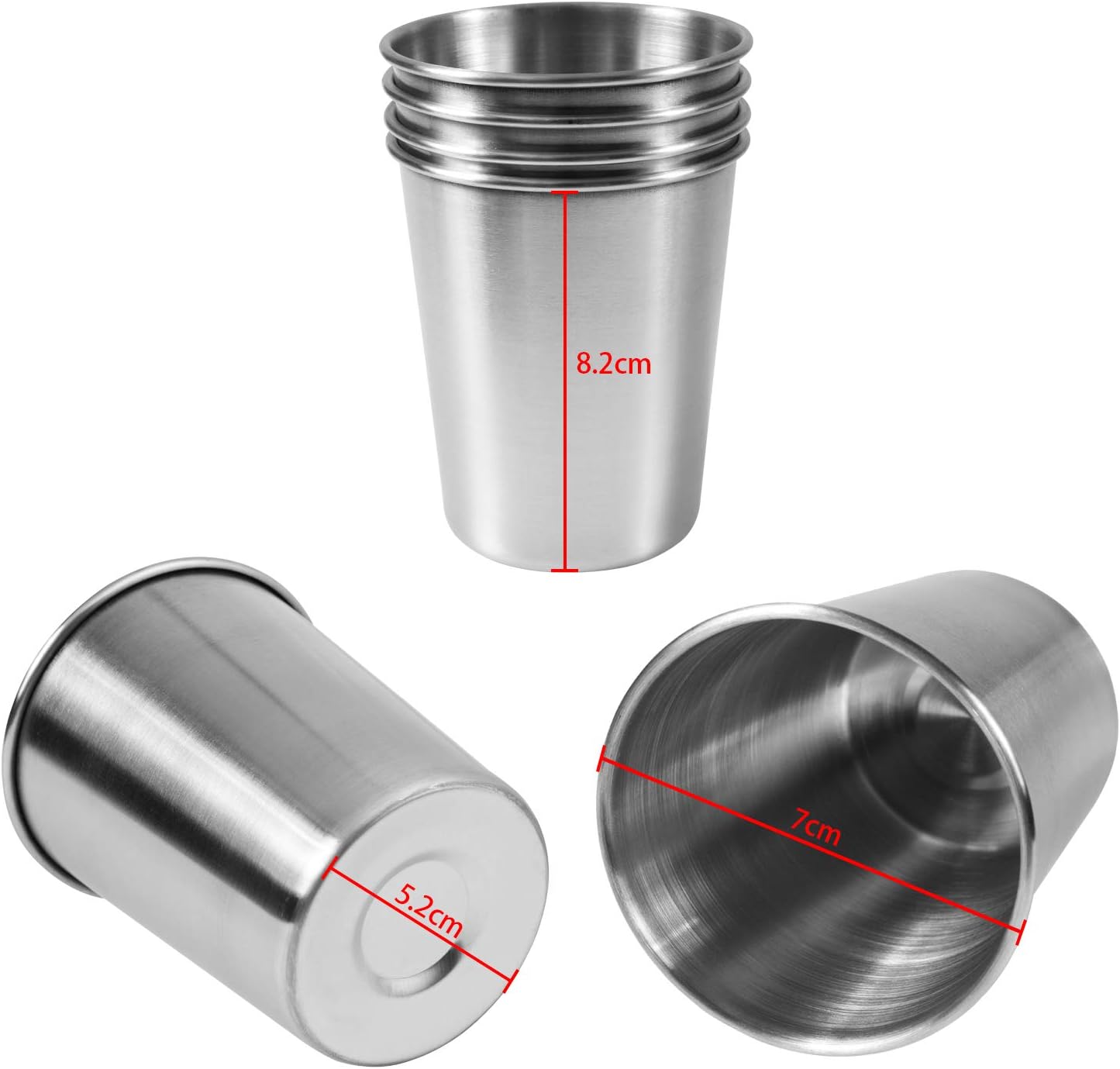 EVERMARKET 6 Pack 8 Ounce 230ml Stainless Steel Cups Shatterproof Pint Drinking Cups Metal Drinking Glasses for Kids and Adults - Image 3