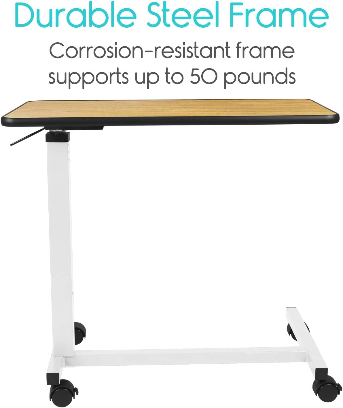 Vive Overbed Table (XL) - Hospital Bed Table - Swivel Wheel Rolling Tray - Adjustable Over Bedside Home Desk - Laptop, Reading, Eating Breakfast Cart Stand - Bedridden, Elderly, Senior Patient Aid: Kitchen & Dining