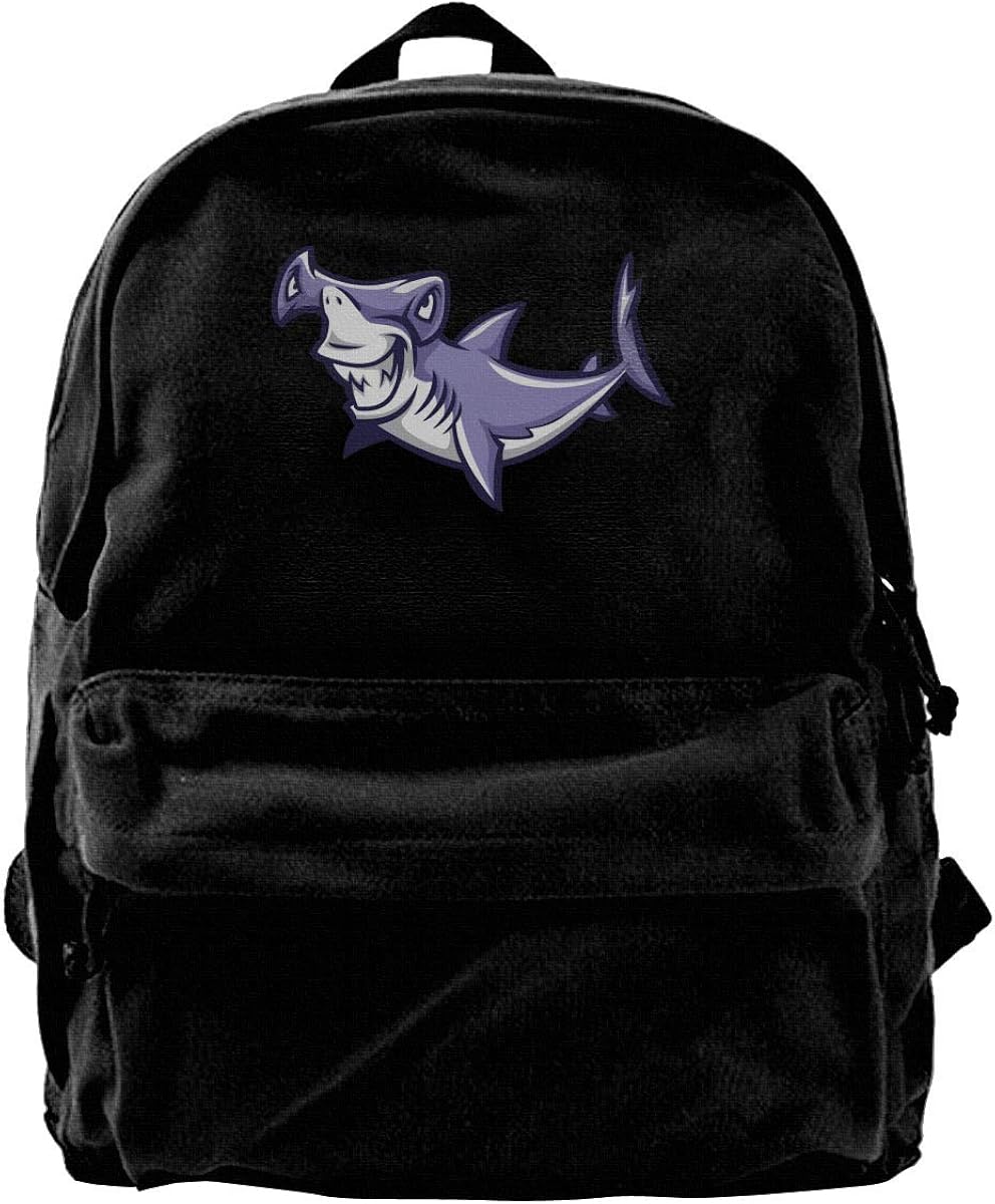 Hammerhead Shark Canvas Backpack for Men Women Lightweight Travel