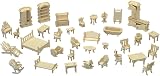 CUTEROOM Dollhouse Furniture Laser Cut 3D Puzzle 34 Pieces Kit view 1