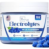 Zero Sugar - Blue Raspberry Electrolytes Powder - Refreshing Hydration - Caffeine Free Energy - All Natural Ingredients - Vegan, Keto and Paleo - Sugar Free Electrolyte Powder Drink Mix - 37 Servings