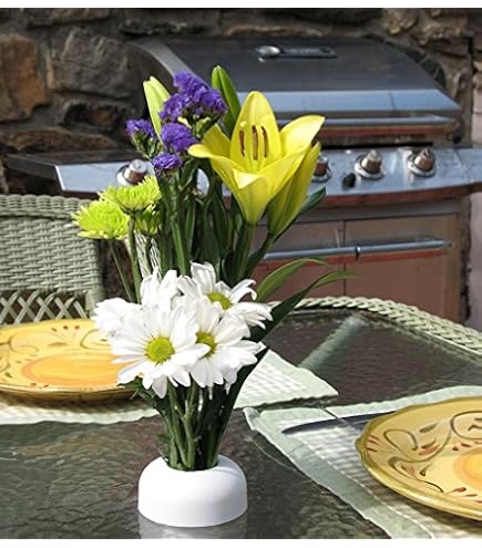 NoBrella Flower Vase Patio Table Umbrella Hole Insert, White : Patio, Lawn & Garden