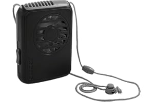 O2COOL Battery Powered Deluxe Necklace Fan For Personal Cooling With Adjustable Lanyard (Black)