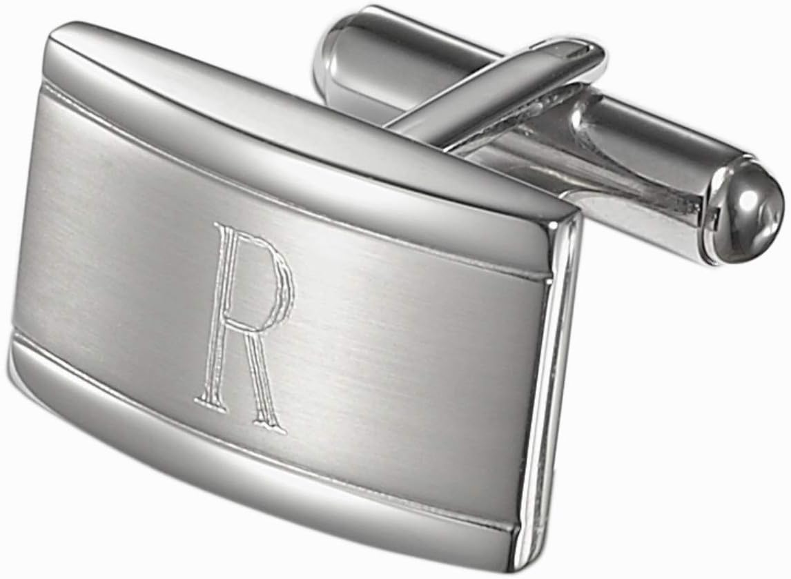 Taurus Personalized Stainless Steel Cufflinks with Engraved Letter R