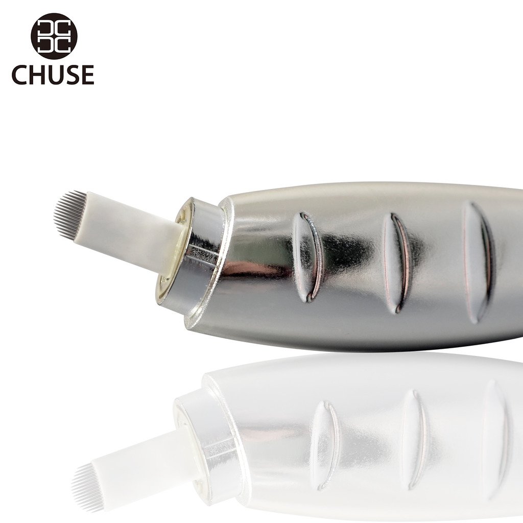 CHUSE M66 Microblading Pen 16 Curved Disposable pencil With Sterilized Microblades Silver (5 pcs/pack)