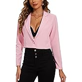 MINTLIMIT Cropped Blazer for Women Dressy Notched Lapel Blazer Jacket Button Front Casual Fitted Suit Jacket,M, Pink