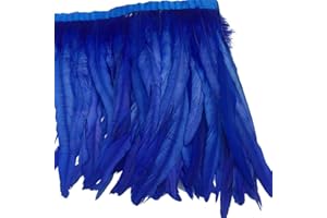 Sowder Rooster Hackle Feather Fringe Trim 10-12inch in Width Pack of 1 Yard(Royal Blue)