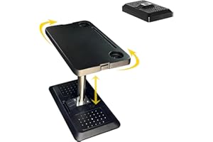 HIYOUGO Heavy Duty RV Table, 360° Rotatable C-Shaped Side Table, Recliner Table, with Safety Belt, Suitable for RVs, Picnics, Living Rooms (Black, 11.8 × 19.7in)