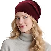 ZLYC Pure Wool Slouchy Beanie Hat for Women Men Seamless Knit Winter Skull Cap