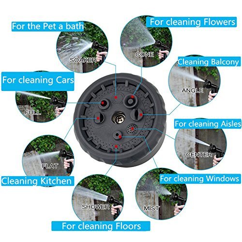 Expandable Garden Hose,TechCode 50 FEET Flexible Garden Hose Pipe with Solid Brass Hose Fittings & Spray Gun for Plants Watering and Car Washing (50FT, Blue)