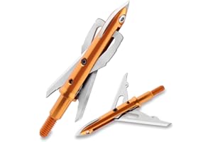 LEANPRO Hunting Broadheads 6PK 100 Grains 420 Stainless Steel 3 Blades Mechanical Hunting Arrow Tips Archery Arrowhead for Crossbow and Compound Bow Hunting 2” Cutting Diameter