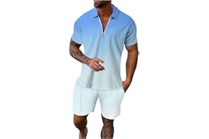 Bluecatlala Men Track Suits 2 Piece Set Summer Casual Outfits Fashion Polo Shirts Short Sleeve and Shorts Set Clothes