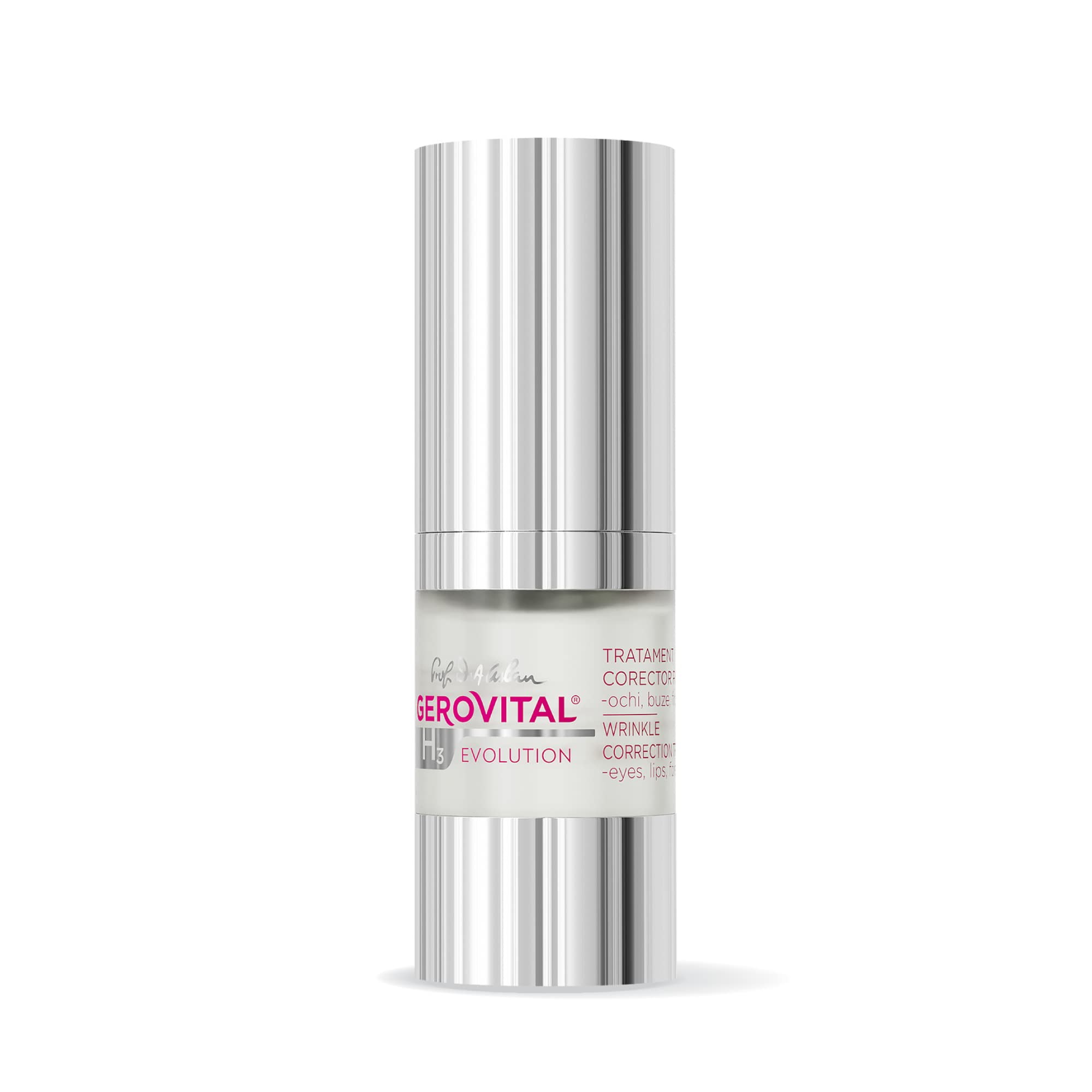 Gerovital Evolution Wrinkle Correction Treatment for Eyes, Lips, Forehead with with Hyaluronic Acid, Vitamin A and E, Deep Wrinkle Reduction, Improves Skin Elasticity, 15 ml