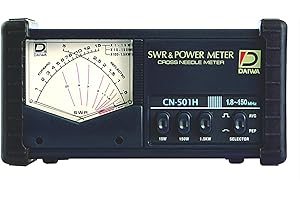 Daiwa CN‑501H HF/VHF Cross‑Needle SWR & Power Meter, 1.8–150 MHz, 15/150/1.5 kW Forward Power Ranges, SO‑239 Connectors