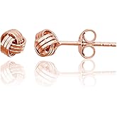 Solid 925 Sterling Silver 5mm Love Knot Stud Earrings | Gold Plated Classic Love Knot Twist | Hypoallergenic | Secure Friction Back Closure | High Polished Stud Earrings