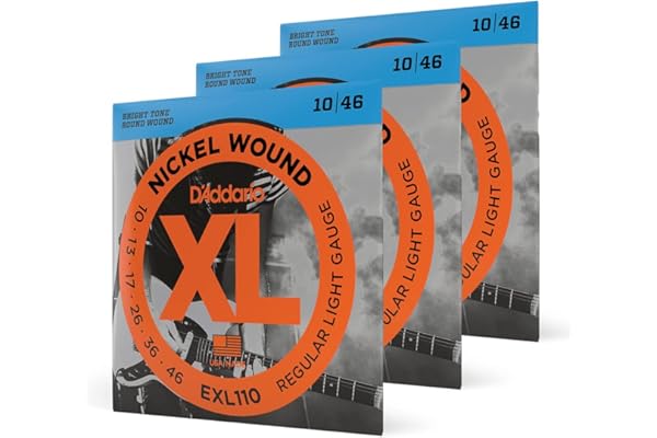 D'Addario Guitar Strings - XL Nickel Electric Guitar Strings - EXL110-3D - Perfect Intonation, Consistent Feel, Reliable Durability - For 6 String Guitars - 10-46 Regular Light, 3-Pack