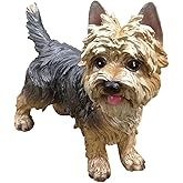 ZHEHUA 7.87 Inch Realistic Yorkie Dog Statue, Hand-Painted Resin Yorkshire Terrier Sculpture for Indoor Outdoor Garden Lawn Home Christmas Decor, Multicolor