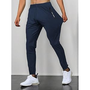 Teen Boys 4‑Way Stretch Jogger Pants, Elastic Waist Zipper Pocket Quick‑Dry Athletic Trousers for Sports
