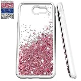 NiuBox Glitter Liquid Clear TPU Phone Case with Screen Protector Compatible for Galaxy J3 2017,J3 Emerge,J3 Eclipse,J3 Prime,J3 Luna Pro,J3 Mission,Amp Prime,Express Prime 2,Sol 2 (Rose Gold)