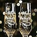 Lily's Atelier Set of 2, Hand Engraved Mr. Mrs. Last Name & Date Custom Wedding Toast Champagne Flute Set, Wedding Toasting Glasses - Etched Flutes for Bride & Groom Customized Wedding Gift #EH3