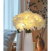 HOMESEASONS Artificial Hydrangea Bouquet Lamp Faux Hydrangea Flowers with LED Lights, Faux Flowers Night Light for Home Office Party Holiday Wedding Decor Gift of Anniversary Birthday (White)