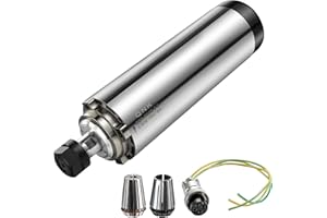 QNK CNC Spindle Motor, 2.2KW Air Cooled Spindle Motor 80mm 110V ER20 24000RPM,High Speed 16A 400Hz Air Cooled Round for CNC R