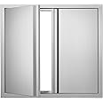 VEVOR BBQ Double Outdoor Kitchen Door, 26W x 24H Inch, Stainless Steel Flush Mount, Vertical Wall Door with Recessed Handles, for Grilling Station