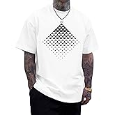Mens Graphic T-Shirts Triangle Geometric Gradient Art Short Sleeve Summer Top Crewneck Casual Tees for Men