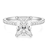TIGRADE 4CT Engagement Ring for Women Radiant Cut