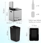 VonHaus 30L Double Kitchen Bin Stainless Steel Two Section Recycling Bin view 8