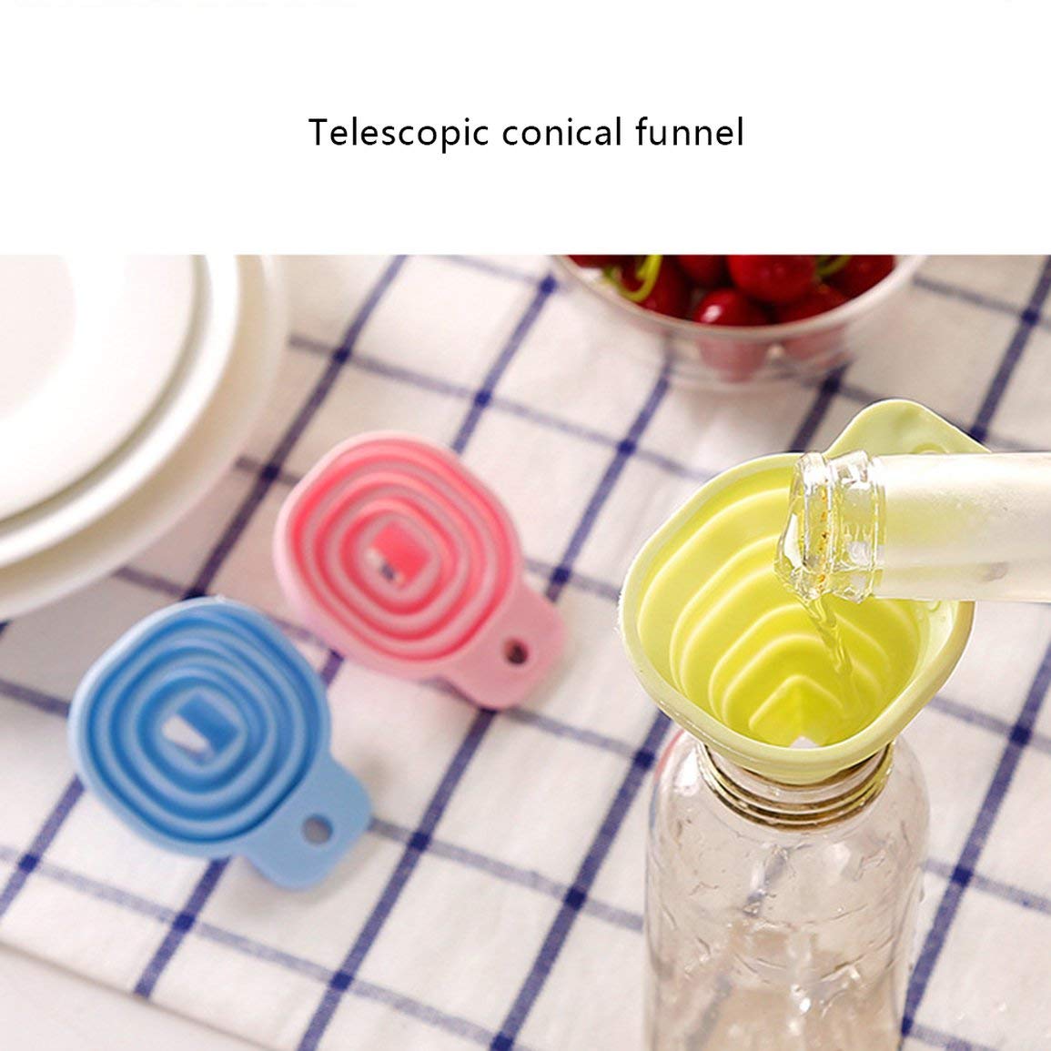 Embudo plegable Pequeño retráctil Embudo cónico Cocina Dispensador de