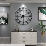 HAITANG Vintage Large Wall Clock 60cm Silent Battery Operated Black Roman view 8