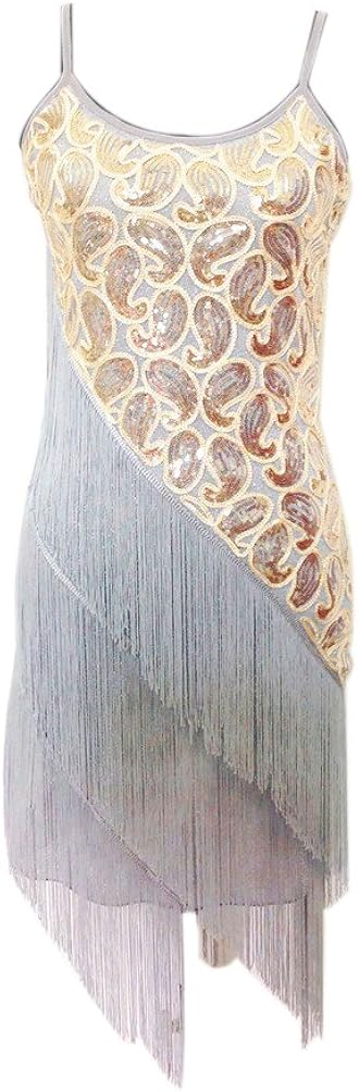 Whitewed 1920 Paisley Art Deco Sequin Tassel Bead Flapper Dance Dresses Costumes: Clothing