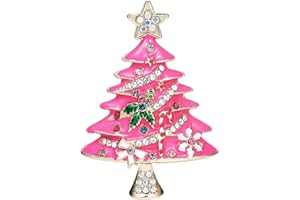 COLORFUL BLING Christmas Brooch Pins Crystal Christmas Tree Snowflake Jingle Bell Reindeer Enamel Brooches Holiday Party Gift for Women