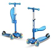 Gotrax KS3 Kids Kick Scooter, LED Lighted Wheels, Adjustable Height Handlebars and Removable Seat, Lean-to-Steer & Widen Anti-Slip Deck, 3 Wheel Scooter for Kids Ages 2-8 and up to 110 Lbs
