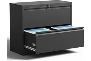 IKIMI 2 Drawer Lateral File Cabinets with Lock,Metal Lateral Filing Cabinet for Home Office,Wide Steel Storage Cabinet Commercial Drawer Cabinet for Legal/Letter/A4 Size Files