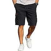 COOFANDY Men's Casual Cargo Shorts 10" Drawstring Elastic Waist Shorts Summer Cotton Chino Work Shorts with 6 Pockets