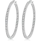 CiNily Mult-colors Crystal Stainless Steel Hoop Earring for Women Hypoallergenic Jewelry for Sensitive Ears Large Big Hoop Earrings 2"