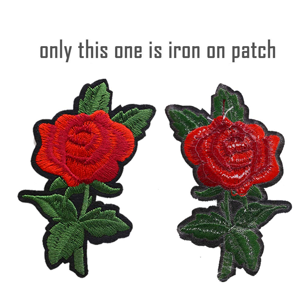 14PCS Flower Iron-on Patches, Embroidered Flower Rose Sew on Patch Applique Clothes Jackets Jeans Dress Hat DIY Accessory