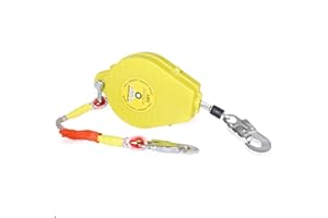 50FT RTOVZON Self Retracting Lifeline, Fall Arrest Fall Protection Dual Alloy Steel Hook Steel Wire Rope Heavy Duty Retractable Lanyard, Roofing Lifeline, SRL, Safety Lanyard