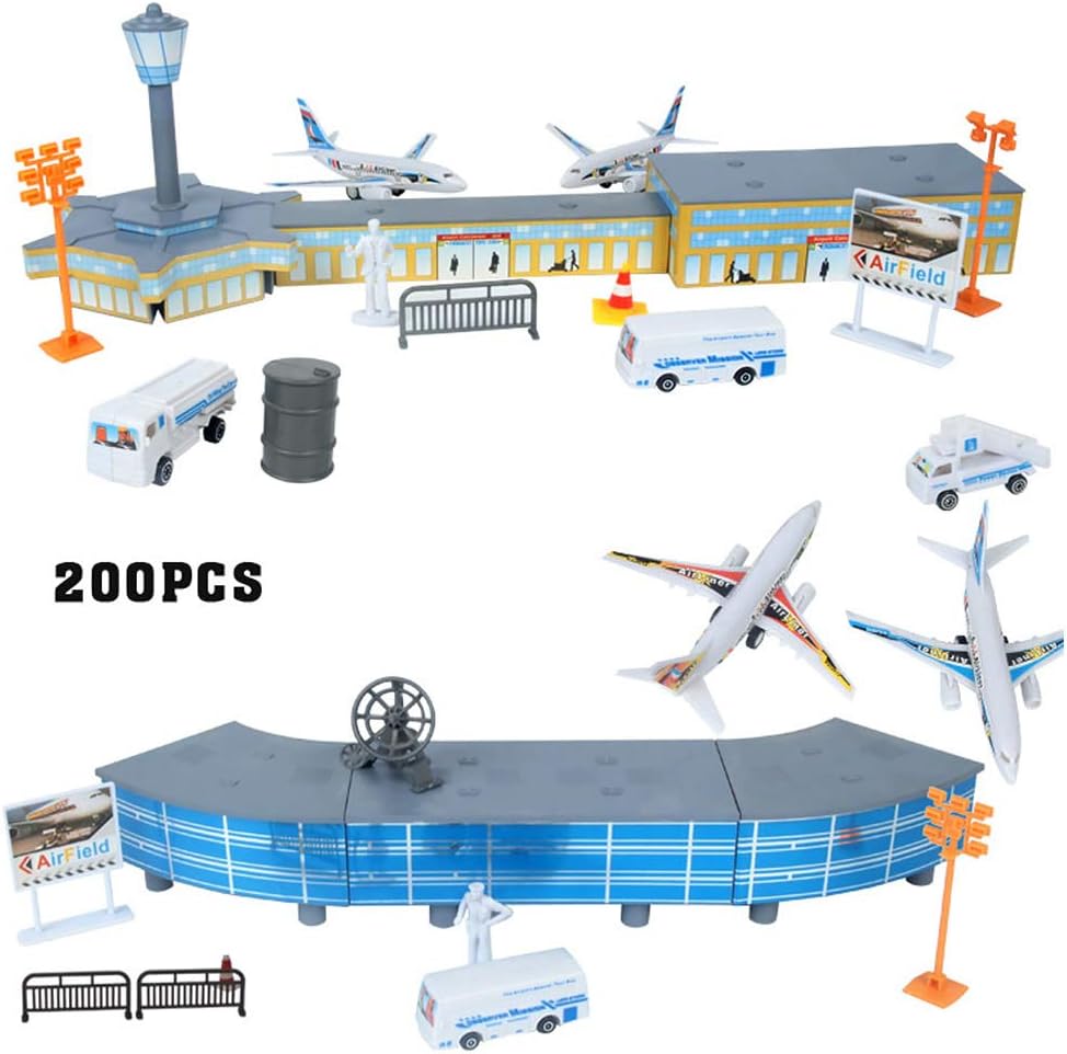 200Pcs Aircraft Model Set,Simulation Airport Assembled Toys