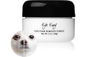 Eye Envy Tear Stain Remover Powder for Dogs and Cats. 100% Natural, Safe. Apply Around Eyes. Absorbs and Repels Tears. Keeps Area Dry. Treats The Cause of Staining. Made in The USA. (.5 oz)