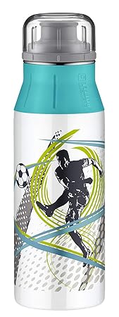 alfi 5357.118.060 Trinkflasche elementBottle, Edelstahl Fussball 0,6 l – Spülmaschinenfest