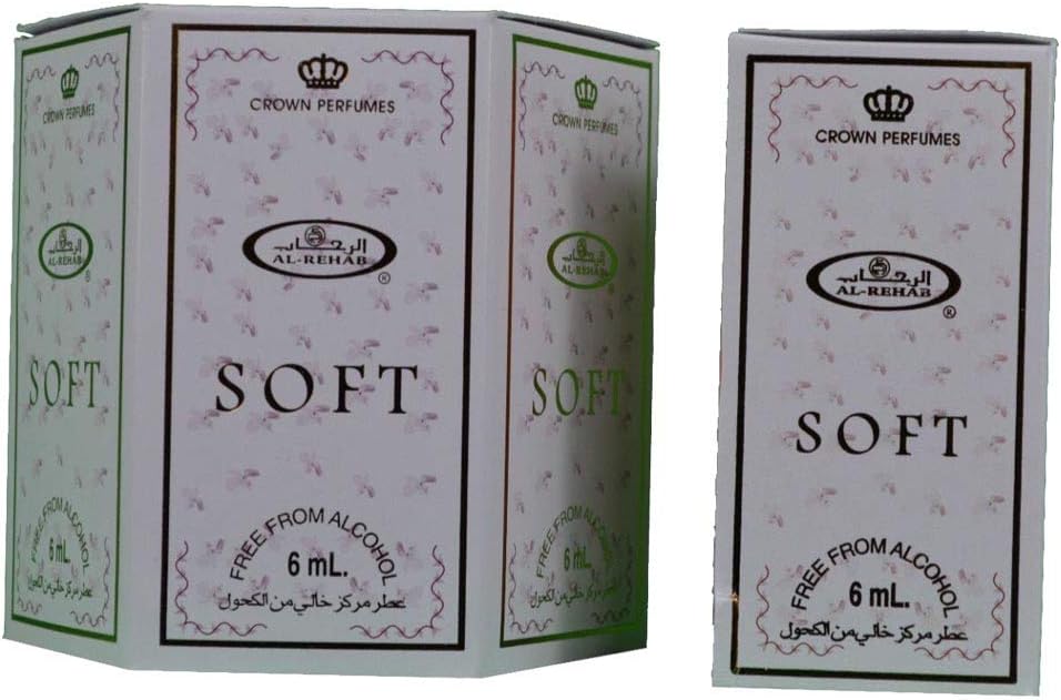 Al Rehab Soft Musk Perfume Oil 6ml Roll-On Pack of 6 Alcohol Free Concentrated