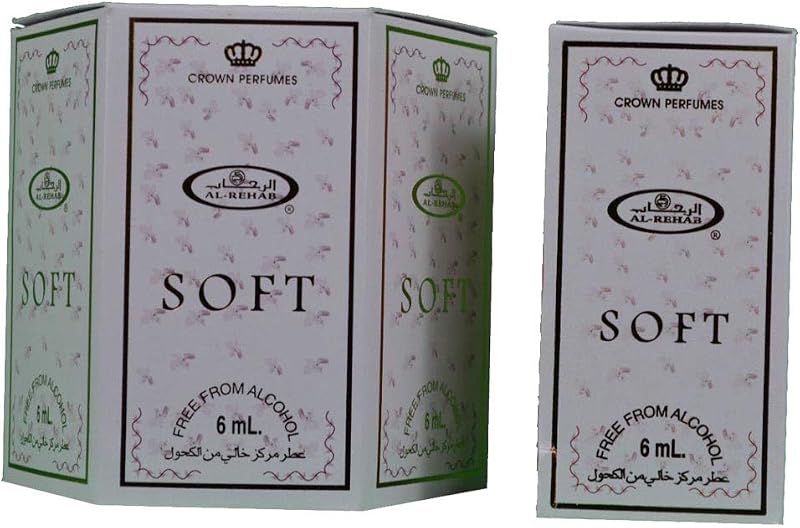 Al Rehab Soft Musk Perfume Oil 6ml Roll-On Pack of 6 Alcohol Free Concentrated