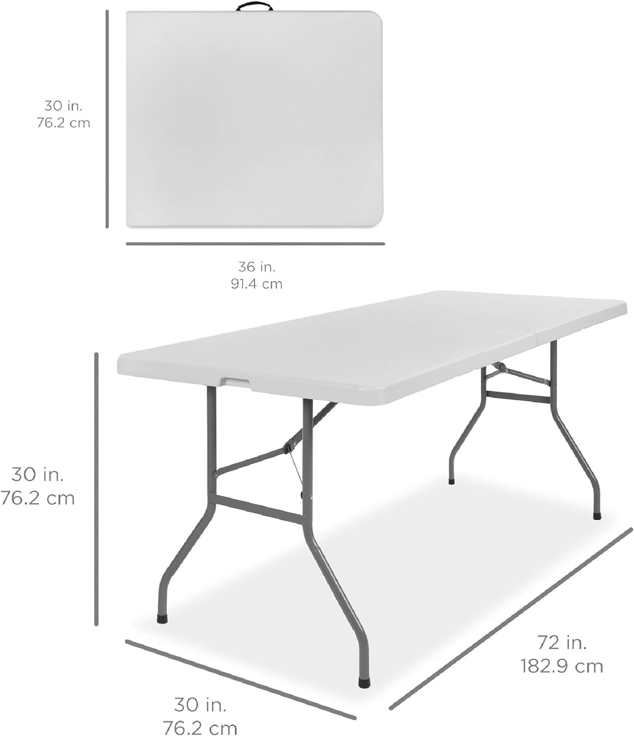 Best Choice Products 6ft Indoor Outdoor Heavy Duty Portable Folding Plastic Dining Table w/Handle, Lock for Picnic, Party, Camping - White: Garden & Outdoor