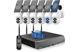 OHWOAI 《100% Solar Powered & 2-Way Audio》Outdoor Wireless PTZ Camera System, 4MP Solar Powered Battery Cameras,Home Video Surveillance, Surveillance DVR Kits
